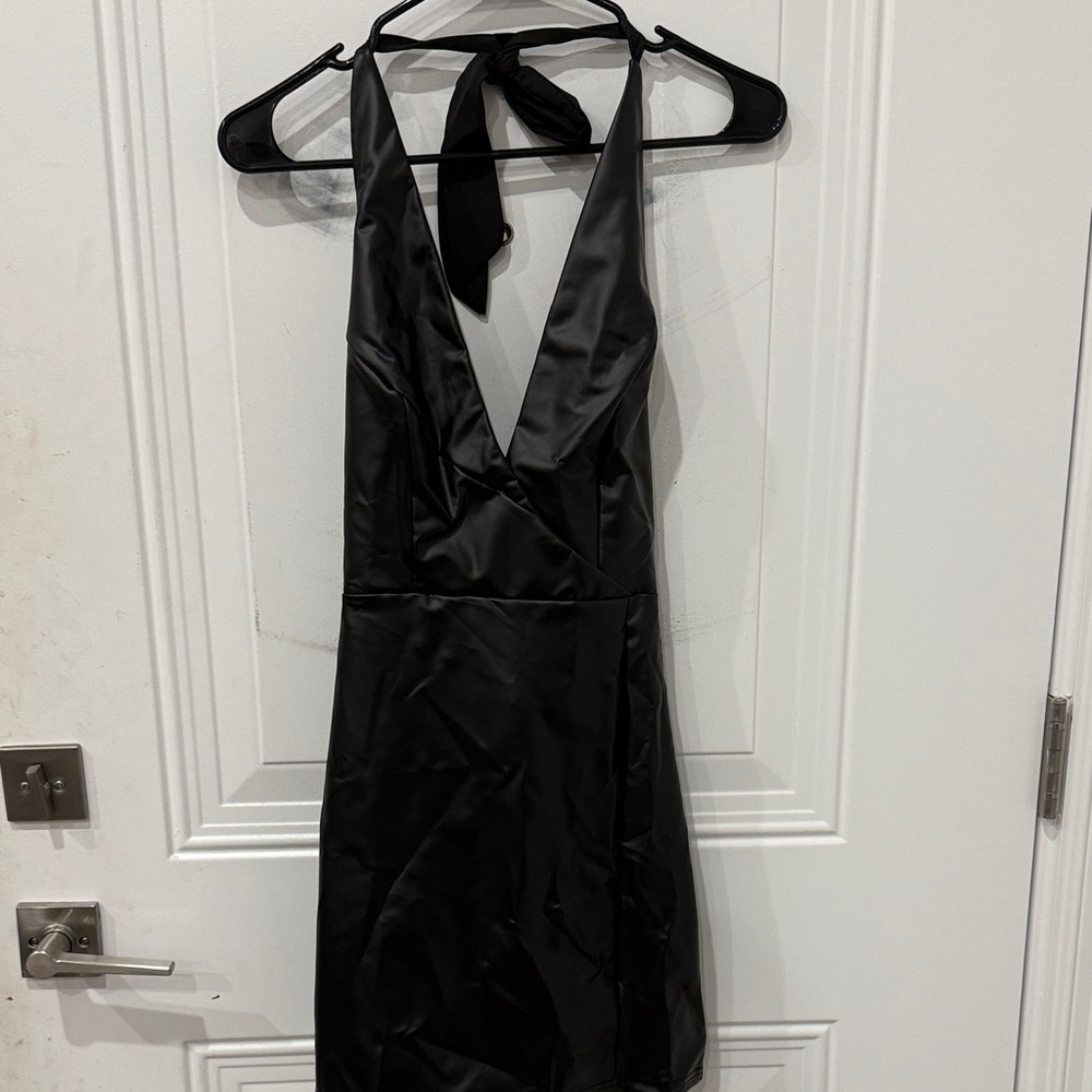 Sleek Black Backless Dress